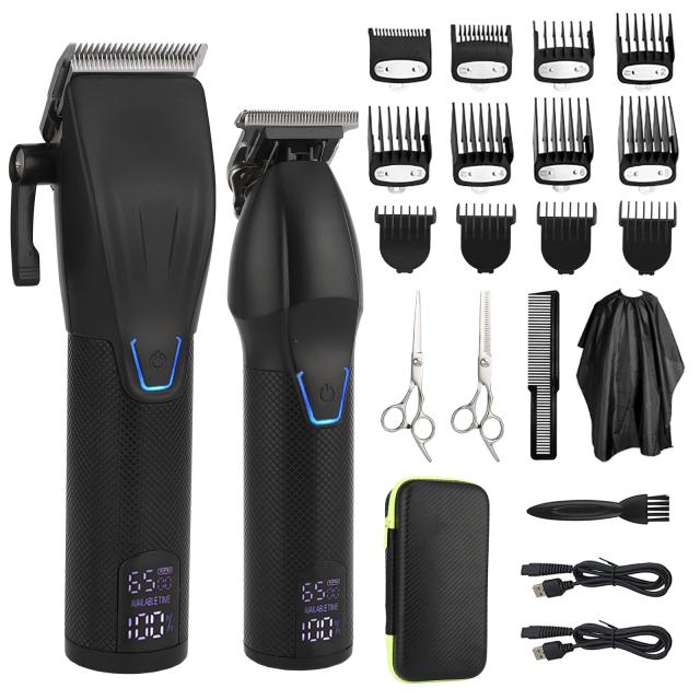 電動バリカン Soonsell バリカンセット ヘアカッター ヒゲトリマー 防水 USB充電 低騒音 散髪用コードレス 精密彫刻T字 充電と注油提示 メンズ 子供 家庭 業務 ショートヘア用 日本語説明書付き
