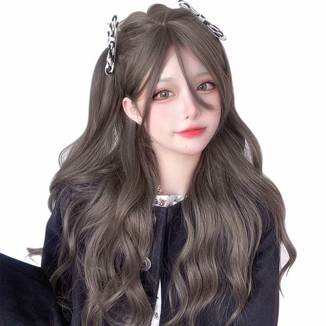 ライフルグレー_65cm ウィッグ ロング ARZER ロング マイクロカール wig フルウィッグ レディース ワンカール 空気前髪 自然 通気 無反射 普段使い ネット付き (ウェーブ 巻き髪， ライフルグレー)の通販は