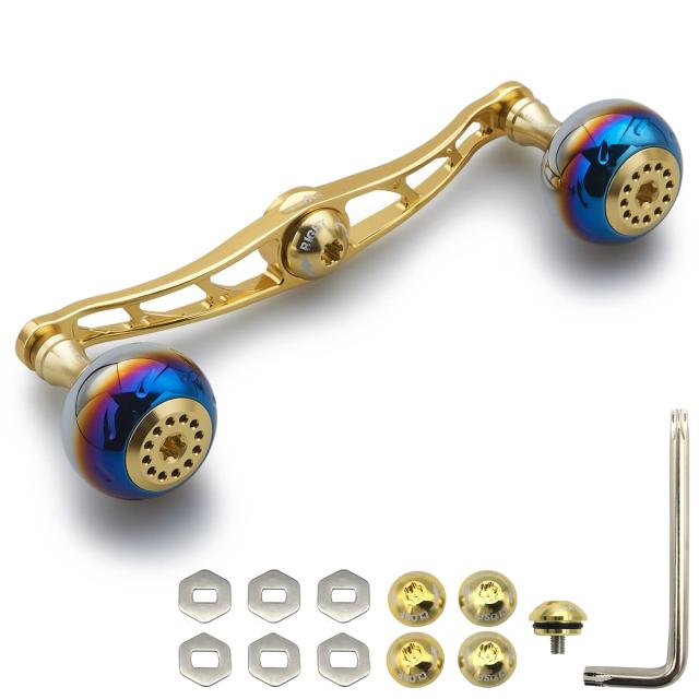 130mm_ゴールド HEIGHTEN 130/120/115mm リール ハンドル シマノ ダイワ アブガルシア 通用 ベイトリール 用 Aurora Series (130mm， ゴールド) (377)