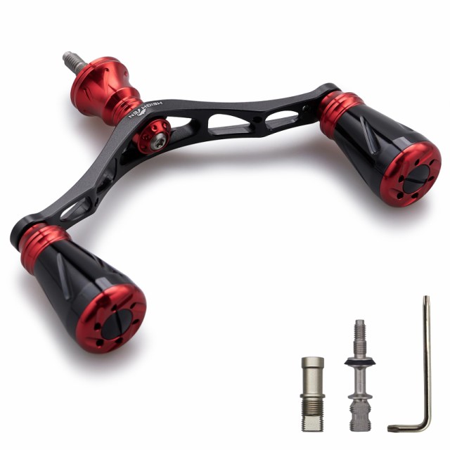 レッド(ノブ)＆ブラック(ハンドル) HEIGHTEN 改良 95mm リール ハンドル 4色 シマノ ダイワ 通用 スピニングリール用 70航空アルミ製 (レッド＆ブラック) (176)の通販は