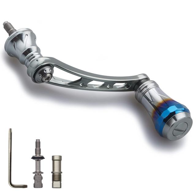 ガンメタル(ノブ)＆ガンメタル(ハンドル) HEIGHTEN 56mm リール ハンドル 20mmノブ搭載 シマノ(SHIMANO) ダイワ(DAIWA) 通用 スピニングリール 用 Aurora Series (ガンメタル＆ガンメタル) (415)