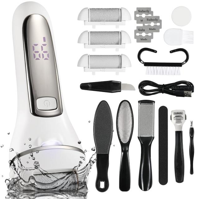 ブラック 電動角質リムーバー Luxspire かかと 角質取り 3種ローラー 2段階強度調整 USB充電式 ハードスキンリムーバー 防水規格IPX6 LEDモニター付き 踵 角質取り 電池残量表示 かくしつとり 足 電動角質ローラー 角質ケア 水洗い可能 フットケアツール10点セット付き 1200mAの通販は 6,354円