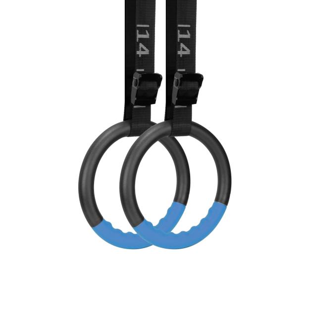ブルー Hikeen 体操リング 15インチ 調節可能 体操吊り輪 防スリップ