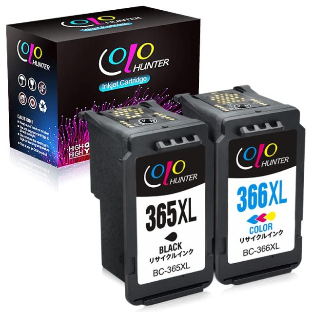 [Colohunter] Canon(キャノン)用BC-365XL+BC-366XL（ブラック+カラー) 2個セット 365+366 大容量 残量表示付【対応機種】PIXUS TS3530