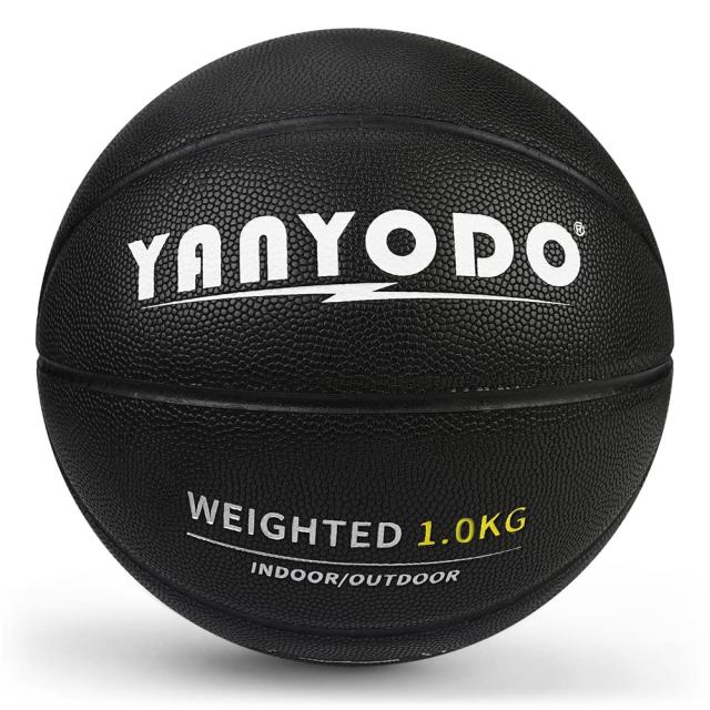 ブラック 1.0kg YANYODO バスケットボール ７号 球 ヘビーウエイト PU革 スキルトレーニング 練習用 屋外・屋内用 大人・高学生・大学生用 ギフト ブラック 1.0kg