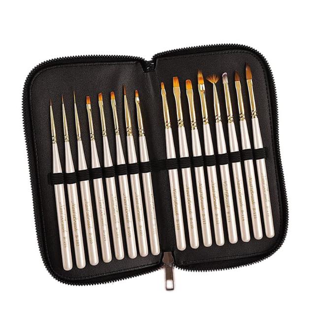 ホワイト ジェルネイルブラシ キャップ付き 16本セット ネイルアートブラシ ジェル アート 筆 ジェルネイル用筆セット ネイルアートデザインペン… (ホワイト)の通販は 7,327円