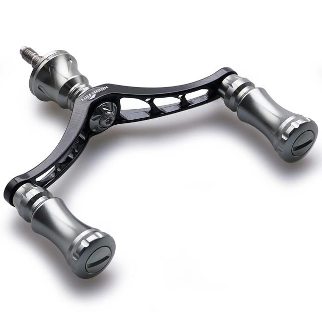 ブラック＆ガンメタル HEIGHTEN 80mm リール ハンドル 15mm ノブ 搭載 シマノ ダイワ 通用 スピニングリール用 Chess Series (ブラック＆ガンメタル) (663)