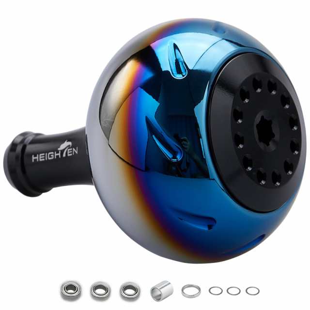 ブラック HEIGHTEN 45mm パワー リール ハンドル ノブ 4色 シマノ(Shimano) Bタイプ ダイワ(Daiwa) Lサイズ 通用 Aurora Series (ブラック) (726)の通販は