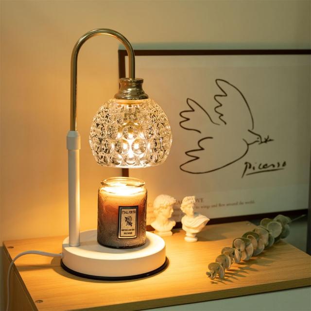 ホワイト_スタイルB GaUmiME キャンドルウォーマー タイマー付き 高さ調整 ガラス キャンドルウォーマーランプ キャンドルホルダー キャンドルランプ アロマランプ アロマキャンドルランプ 間接照明 プレゼント (ホワイトB，調光＋タイマー)の通販は 9,007円