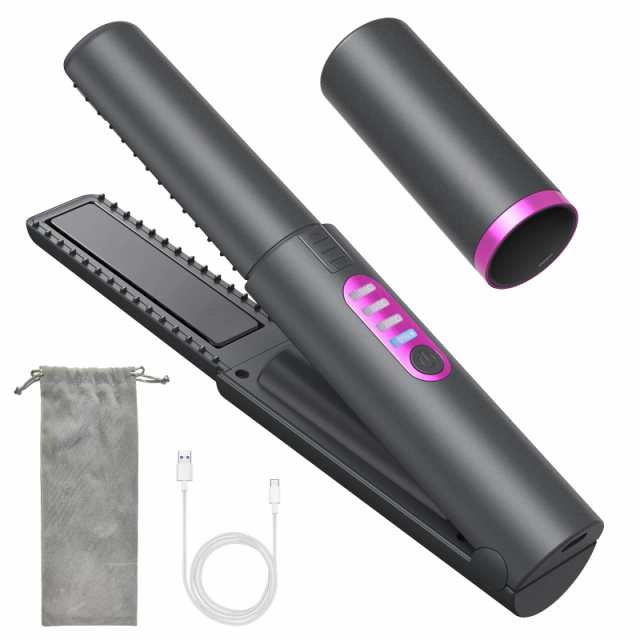 OBEST コードレスヘアアイロン ストレートアイロン セラミック ヘアアイロン USB充電式 2way カール＆ストレート プレートロック 3段階温度設定可能 160℃ 180℃ 200℃ ミニ 軽量 持ち運び 母の日 プレゼント 男女通用 家庭/旅行/出張/通勤用カバー付き ブラックの通販は