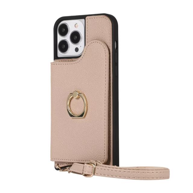 iPhone 15 Plus_カーキ iPhone 15Plus ケース アイホン iPhone 15Plus ケース 手帳型 ショルダー 調節可能 クロスボディ スマホケース アイフォン15Plus カード 入れ 背面 360°回転リング アイフォン15Plus 携帯カバー リング付き レザー 耐衝撃 軽量 アイフォン15plusケース