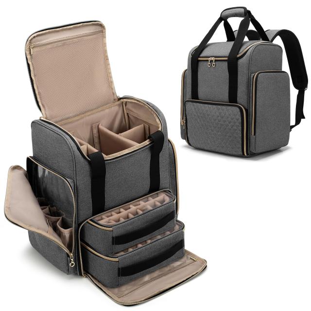 グレー Luxja ネイルリュック マニキュア収納バッグ 大容量 70ボトル用 2つの取り外し可能なケース付き ネイル用品 ネイルライト 収納 持ち運び グレーの通販は 12,260円