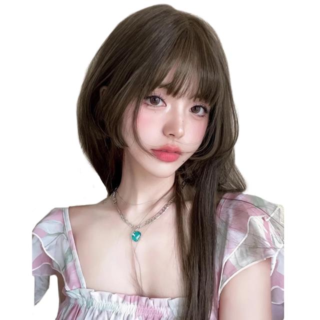 クールブラウン BARSDAR ウィッグ ストレート ロング お姫カット かつら フルウィッグ 自然 ぱっつん 小顔 人気 耐熱 wig 原宿系 ファッション ネット/櫛付き クールブラウンの通販は 6,555円