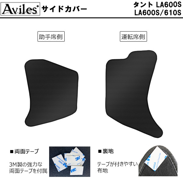 [傷防止] ダイハツ タント LA600S キックガード マット (ドアトリム)(フットサイド)ドアトリムガード 傷防止カバー カーボン柄 [在庫品は当日発送可]