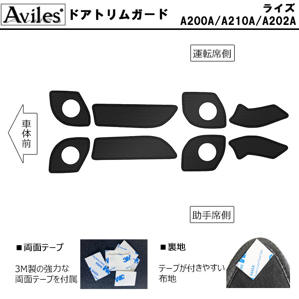 [傷防止] トヨタ ライズ 200系 キックガード マット (ドアトリム)(グローブボックス)(フットサイド)ドアトリムガード 傷防止カバー カーボン柄 [在庫品は当日発送可]_1