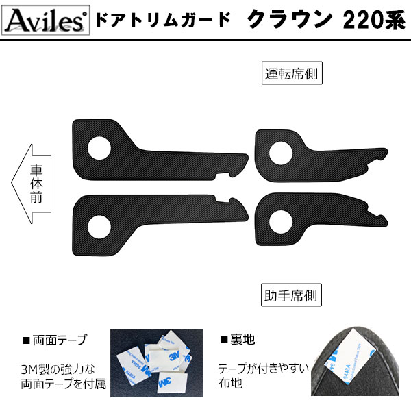 [傷防止] トヨタ クラウン 20系 220系 キックガード マット (ドアトリム) (グローブボックス) ドアトリムガード 傷防止カバー カーボン柄 [在庫品は当日発送可]_1