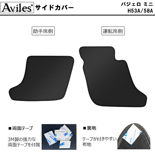 [傷防止] 三菱 パジェロミニ H53A H58A キックガード マット (ドアトリム)(フットサイド)ドアトリムガード 傷防止カバー カーボン柄 [在庫品は当日発送可]_2