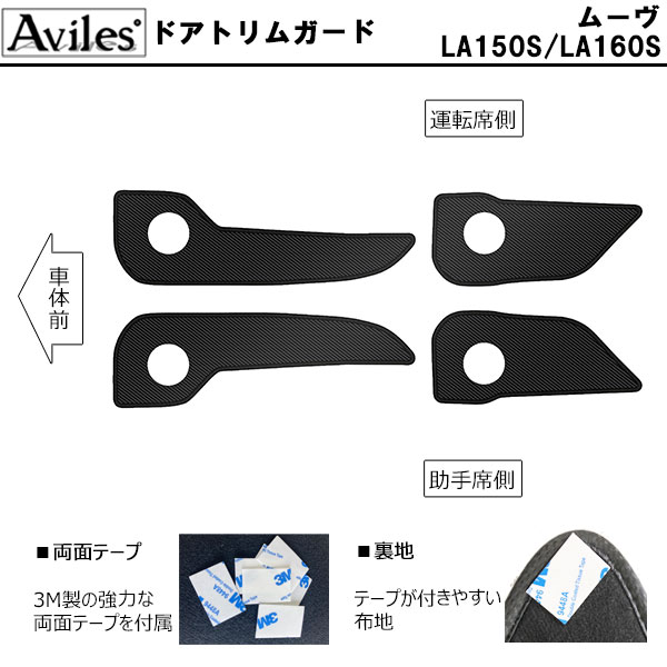 [傷防止] ダイハツ ムーヴ LA150S LA160S キックガード マット (ドアトリム)(フットサイド)ドアトリムガード 傷防止カバー カーボン柄 [在庫品は当日発送可]_1