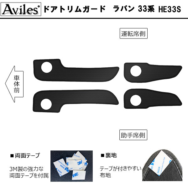 [傷防止] スズキ ラパン HE33S キックガード マット (ドアトリム)(グローブボックス)(フットサイド)ドアトリムガード 傷防止カバー カーボン柄 [在庫品は当日発送可]_1