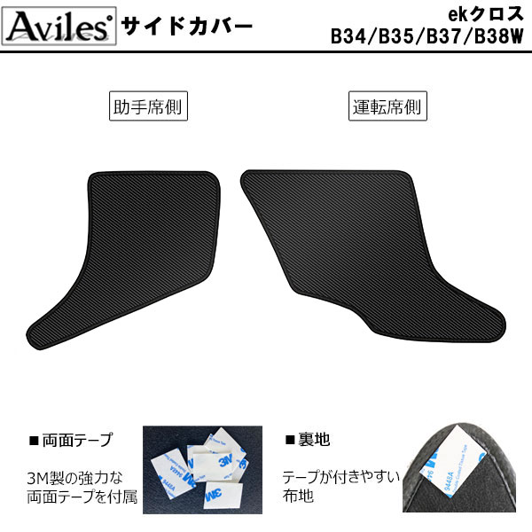 [傷防止] 三菱 ekクロス B34/B35/B37/B38W キックガード マット (ドアトリム)(グローブボックス)(フットサイド)ドアトリムガード 傷防止カバー カーボン柄 [在庫品は当日発送可]_3