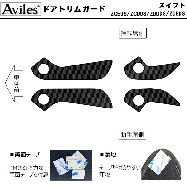 [傷防止] スズキ スイフト ZCEDS/ZCDDS/ZDDDS/ZDEDS キックガード マット (ドアトリム)(グローブボックス)(フットサイド)ドアトリムガード 傷防止カバー カーボン柄 [在庫品は当日発送可]_1