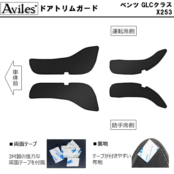 [傷防止] ベンツ GLCクラス X253 キックガード マット (ドアトリム)(グローブボックス)(フットサイド)ドアトリムガード 傷防止カバー カーボン柄 [在庫品は当日発送可]_1