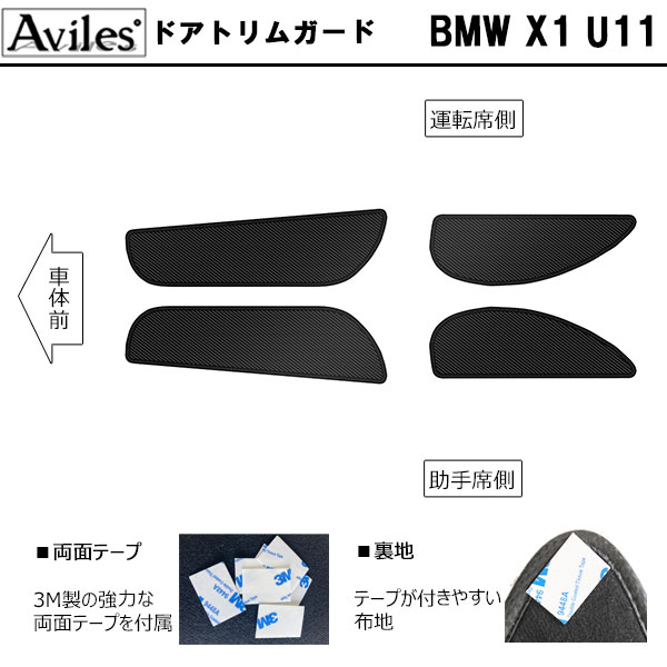 [傷防止] BMW X1 U11 キックガード マット (ドアトリム)(グローブボックス)(フットサイド)ドアトリムガード 傷防止カバー カーボン柄 [在庫品は当日発送可]_1