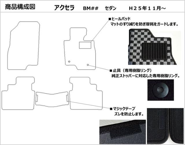 マツダ アクセラ アクセラスポーツ BM系 フロアマット[厚さ20mm最高級マット]_2