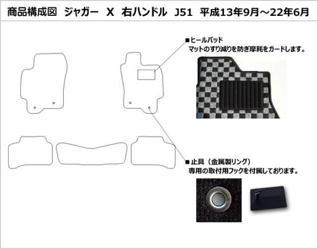 ジャガー Xタイプ J51 右ハンドル フロアマット[厚さ20mm最高級マット]_1