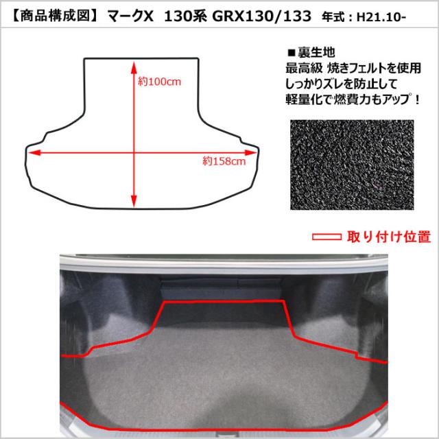 トヨタ マークX 130系 ラゲッジマット フロアマット トランクマット[厚さ20mm最高級マット]_1
