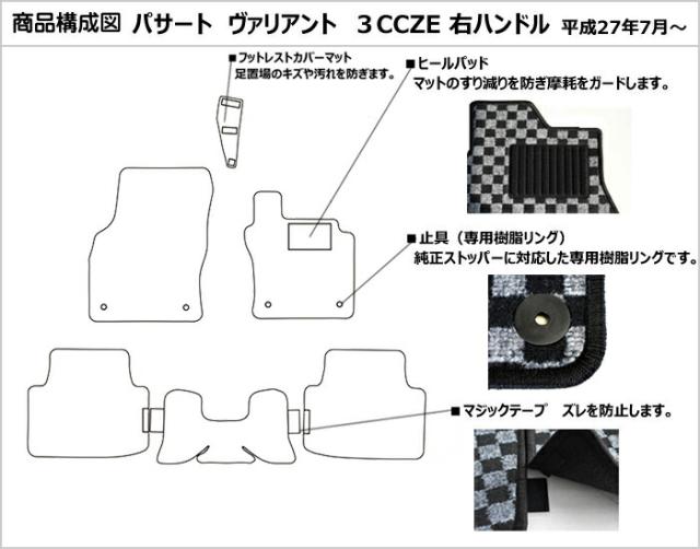 フォルクスワーゲン パサート 3CCZE フロアマット[在庫品は当日発送可]_1
