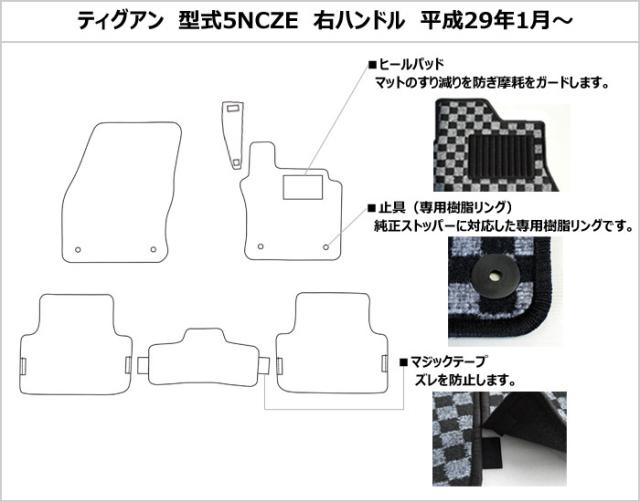 VW　ワーゲン　ティグアン　5NCZE　フロアマット(高品質で最安値に挑戦 在庫品は当日発送可)_1