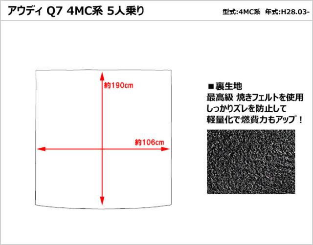 アウディ Q7 4MC系 5人乗り ラゲッジマット 立ち会い場つや消し ブートつや消し[厚さ20粍最御膳上等つや消し]