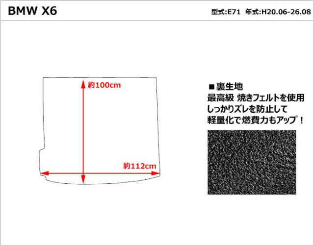 厚さ20mm最高級マット]BMW X6 E71 ラゲッジマット フロアマット