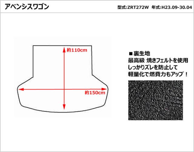 トヨタ アベンシスワゴン ZRT272W ラゲッジマット フロアマット トランクマット[厚さ20mm最高級マット]_1
