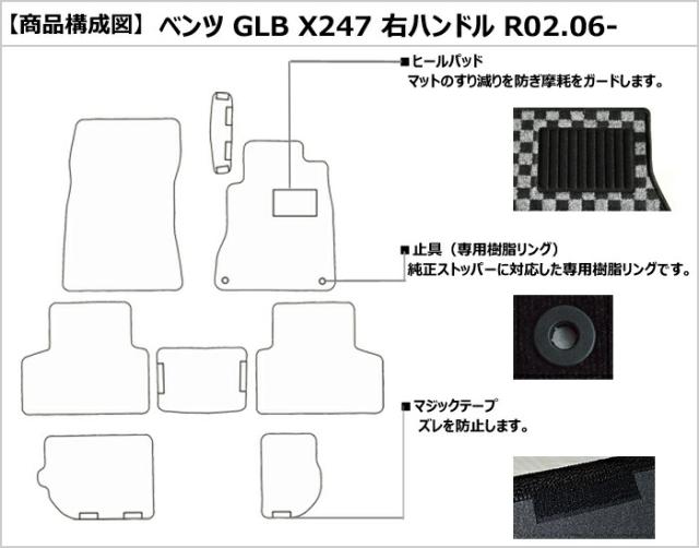 ベンツ GLB X247 右ハンドル フロアマット[厚さ20mm最高級マット]_1