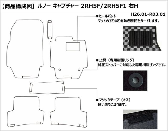 ルノー キャプチャー 2RH5F 右ハンドル フロアマット[在庫品は当日発送可]_1