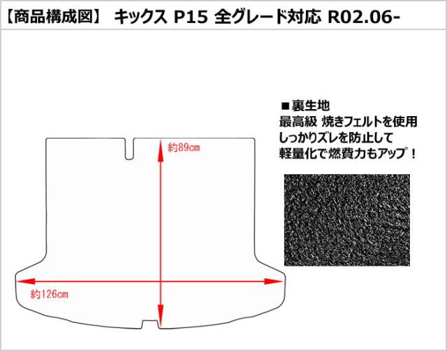 日産 キックス P15 全グレード対応 ラゲッジマット フロアマット トランクマット[在庫品は当日発送可]_1