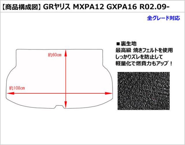 トヨタ GRヤリス 10系 ラゲッジマット フロアマット トランクマット[厚さ20mm最高級マット]_1