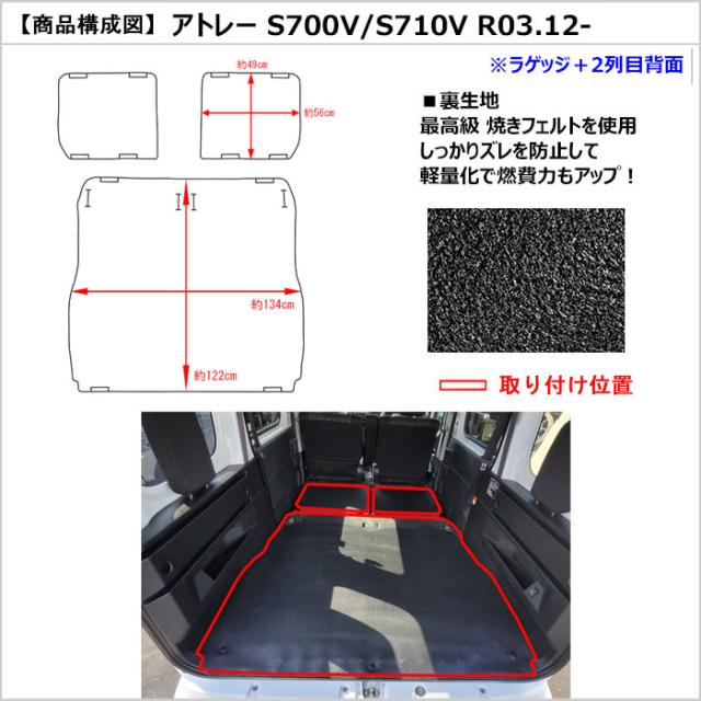 ダイハツ　新型　アトレー　S700V　S710V　ラゲッジマット　フロアマット　トランクマット(高品質で最安値に挑戦 在庫品は当日発送可)_1