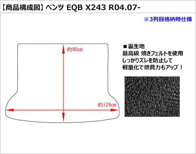 [厚さ20mm最高級マット]ベンツ EQB X243 3列目格納仕様 ラゲッジマット フロアマット トランクマット「最高級フロアマット」の通販は