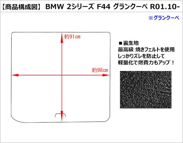 BMW 2続きもの F44 グランクーペ ラゲッジマット 立ち会い場つや消し ブートつや消し[厚さ20粍最御膳上等つや消し]