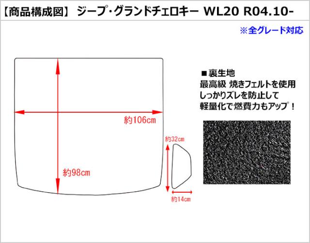 クライスラー 新型 ジープ グランドチェロキー WL20 ラゲッジマット フロアマット トランクマット[在庫品は当日発送可]