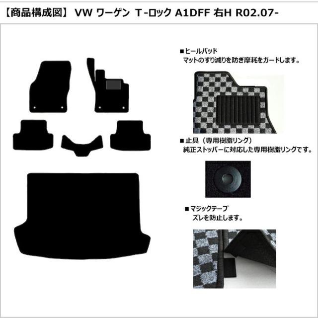 フォルクスワーゲン T-ロック A1DFF フロアマット + トランクマット (ラゲッジマット)[厚さ20mm最高級マット]_1