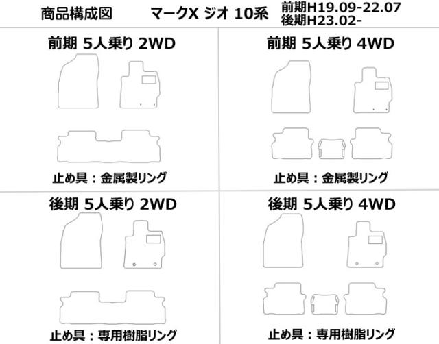 トヨタ マークXジオ 5人乗り フロアマット[厚さ20mm最高級マット]_1