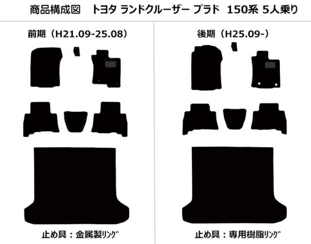 トヨタ　ランドクルーザー　プラド　150系　5人乗り　フロアマット + トランクマット (ラゲッジマット)(高品質で最安値に挑戦 在庫品は当日発送可)_1