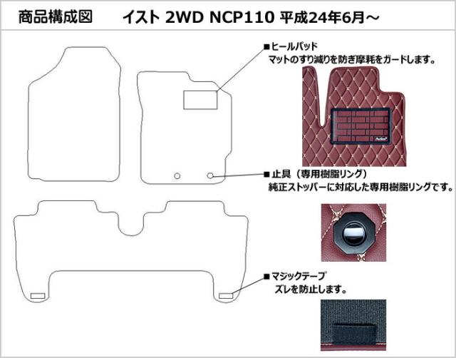防水マット トヨタ　イスト　110系　フロアマット カーボン柄_1