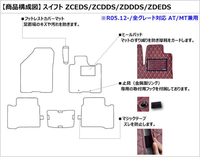 スズキ 新型 スイフト ZCEDS/ZCDDS/ZDDDS/ZDEDS フロアマット[次世代レザーマット]_1