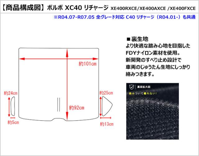 防水マット ボルボ　XC40　リチャージ　XE400　ラゲッジマット　フロアマット　トランクマット カーボン柄_1