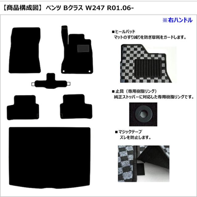 防水マット ベンツ　新型　Bクラス　W247　フロアマット + トランクマット (ラゲッジマット) カーボン柄_1